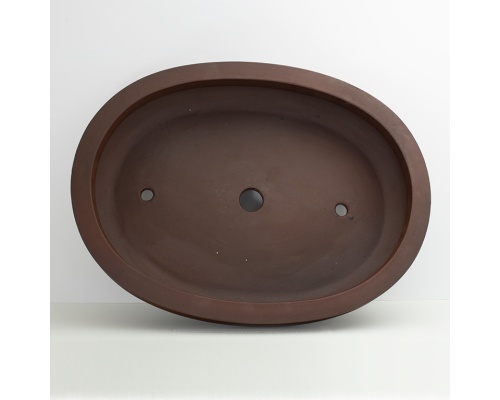 dai bonsai pot oval brown unglazed - inside view